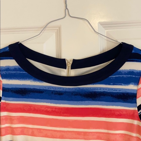 Vince Camuto Striped Stretch 3/4 Sleeve Dress - Picture 2 of 6